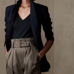 Banana Republic Supima Pima Cotton V Neck Tee - Black